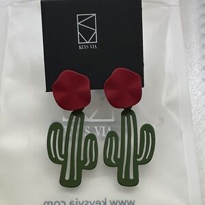 Red and Green Cactus Earrings